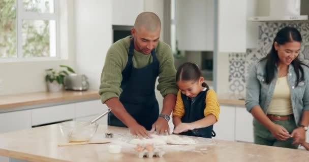 Eltern Lehrer Und Familie Der Küche Backen Und Lieben Mit — Stockvideo
