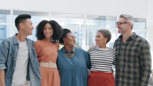 Командна Робота Підтримка Різноманітність Діловими Людьми Офісі Місії Посмішки Спільноти — стокове відео