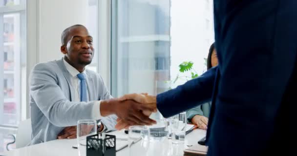 Handshake Reunião Clientes Pessoas Negócios Acordo Parceria Acordo Financiamento Obrigado — Vídeo de Stock