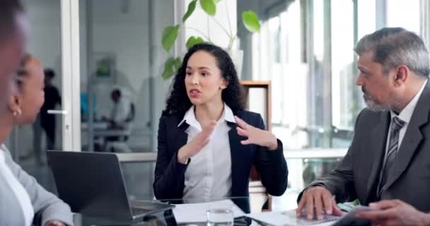 Geschäftsleute Meetings Und Frauen Mit Planung Laptop Und Management Mit — Stockvideo