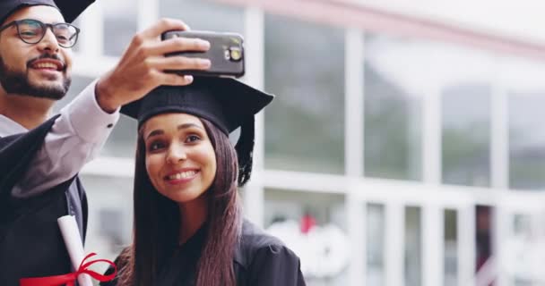 Universidade Graduação Selfie Amigos Animados Para Celebração Para Pós Graduação — Vídeo de Stock