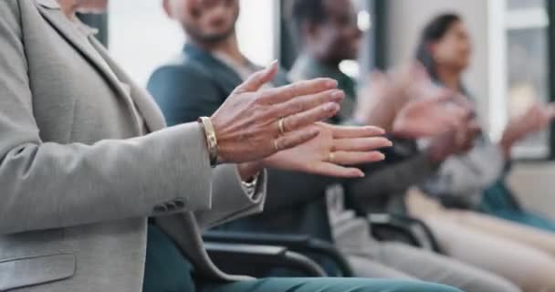 Adamları Eller Konferans Için Alkış Seminer Sunumunda Başarı Başarı Toplantı — Stok video