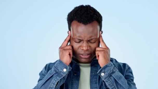 Uomo Nero Mal Testa Stress Ansia Burnout Salute Mentale Sullo — Video Stock
