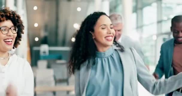 Baile Trabajo Celebración Diversidad Personas Negocios Juntas Para Creación Equipos — Vídeos de Stock