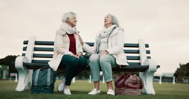 Frauen Bänke Oder Alte Menschen Die Park Oder Der Natur — Stockvideo