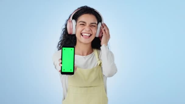 Wanita Musik Dan Tarian Atau Layar Hijau Telepon Latar Belakang — Stok Video