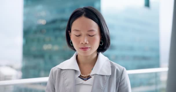 Obchodní Žena Pracovník Asijské Tvář Detailní Úsměvem Podnikatele Advokátní Kanceláři — Stock video