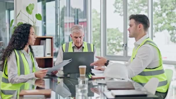 Engineer Meeting Office Team Conversation Cooperation Planning Civil Engineering Design — Stock Video
