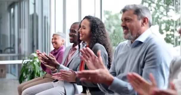 Zakenmensen Applaus High Five Voor Succes Seminar Training Doel Motivatie — Stockvideo