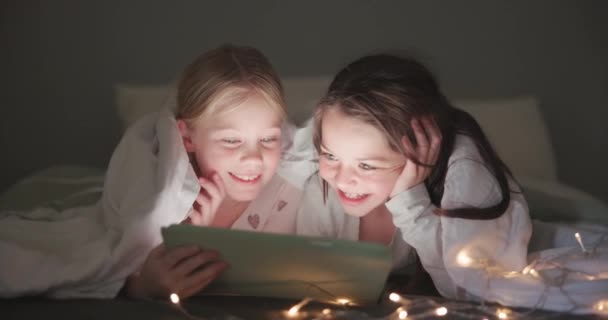 Tafel Nacht Gelukkig Met Kinderen Slaapkamer Voor Verhalen Vertellen Streamen — Stockvideo