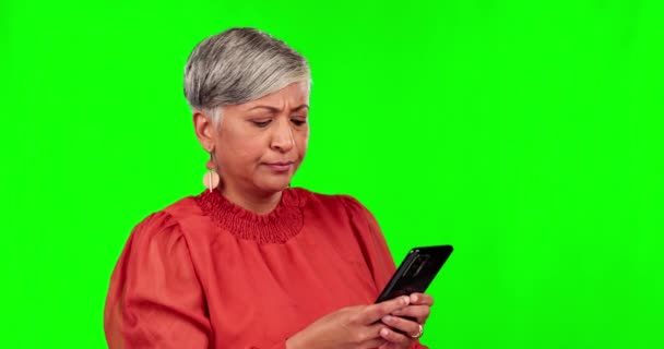Frustré Téléphone Confondu Avec Femme Affaires Sur Écran Vert Pour — Video