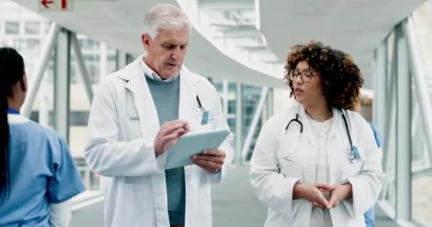 Discussie Gezondheidszorg Artsen Met Een Tablet Digitale Planning Spreken Met — Stockvideo