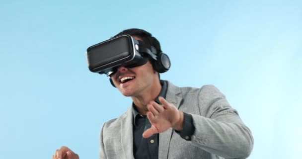 Hombre Negocios Gafas Software Realidad Virtual Para Tour Inmobiliario Visión — Vídeo de stock