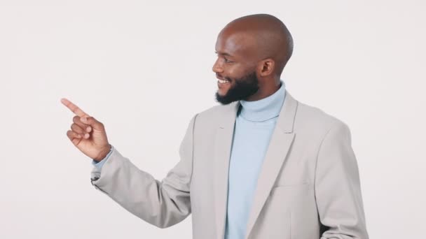 Publicité Affaires Pouces Levés Homme Noir Pointent Vers Les Nouvelles — Video