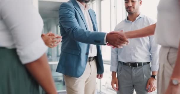 Deal Success Applause Handshake Business People Contract Winner Partnership B2B — Stock Video