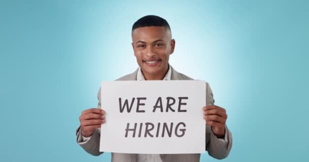 Hiring Poster Advertising Job Black Man Human Resources Recruitment Company — Stock Video