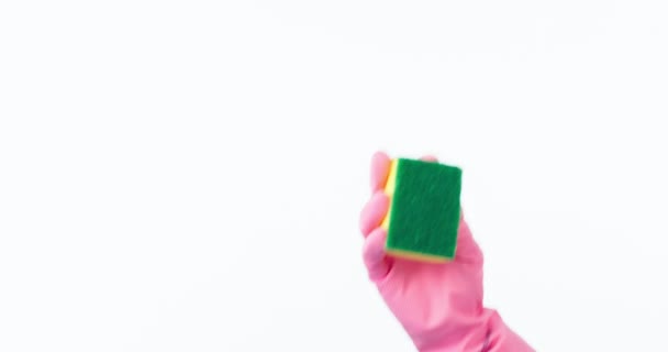 Mano Limpieza Persona Con Esponja Para Higiene Desinfección Tareas Domésticas — Vídeos de Stock