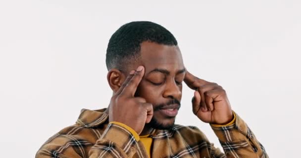 Zwarte Man Hoofdpijn Stress Met Angst Burn Out Medische Problemen — Stockvideo