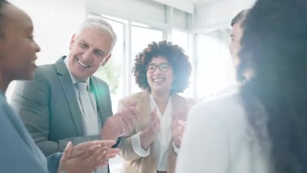 Teamwork Winner Happy Business People Clapping Office Achievement Victory Winning — Stock Video