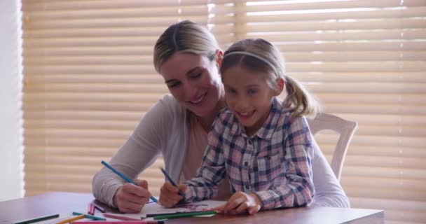 Mãe Criança Desenho Criativo Divertido Para Aprender Educação Expressão Artística — Vídeo de Stock