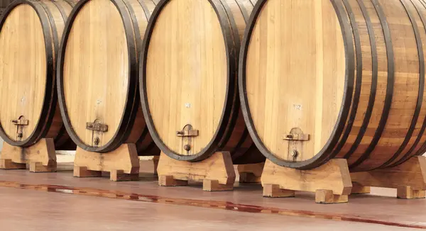 Hintergrund Weinproduktion Und Holzfässer Brauereien Alkohol Und Whiskyindustrie Spirituosen Fass — Stockfoto