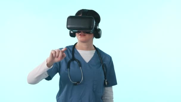 Lunettes Femme Médecin Réalité Virtuelle Technologies Futures Santé Médecine Avec — Video