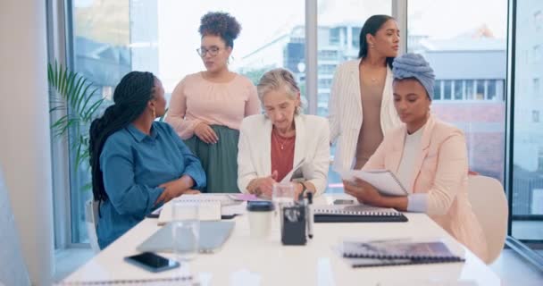 Negócios Mulheres Trabalho Equipe Escritório Para Liderança Colaboração Planejamento Com — Vídeo de Stock