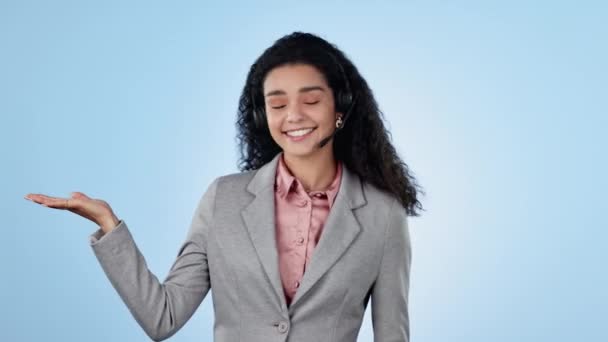 Müşteri Hizmetleri Mutlu Kadın Hareketi Seçim Çağrı Merkezi Teklifi Stüdyo — Stok video