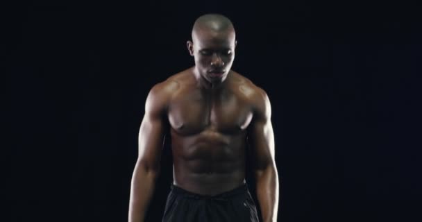 Boxer Sport Egészségügyi Portré Fitness Verseny Győztese Arca Bajnok Erős — Stock videók