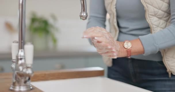 Mydło Woda Kobieta Myjąca Ręce Kuchni Domu Dla Higieny Lub — Wideo stockowe