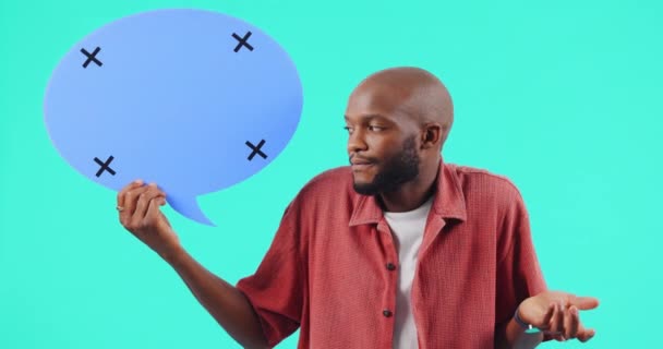 Proslov Bublina Proč Muž Komunikačním Problému Sociální Média Otázky Pokrčení — Stock video