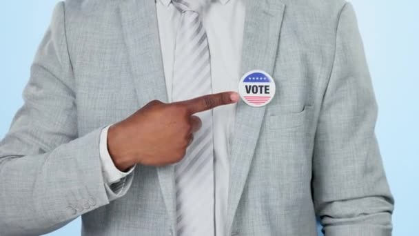 Vote Pin Sticker Business Man Hand Studio Government Election Decision — Stock Video