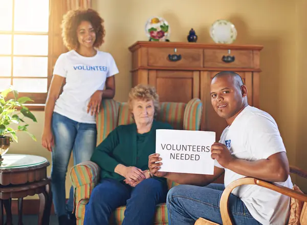 Volunteers needed. volunteer workers at a retirement home