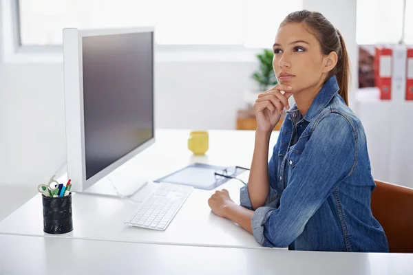 Successful People Those Who Good Plan Young Sitting Thoughtfully Her — Stock Photo, Image