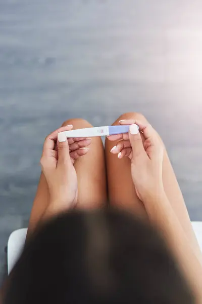 You Ready Motherhood Unrecognizable Woman Taking Pregnancy Test Home — Foto de Stock