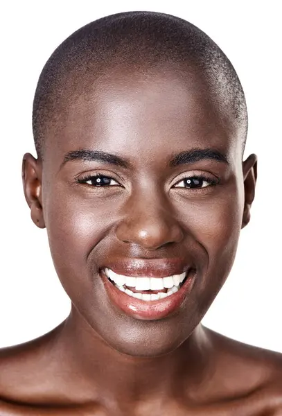 Skönhetens Ansikte Närbild Studio Porträtt Vacker Ung Afrikansk Kvinna Isolerad — Stockfoto