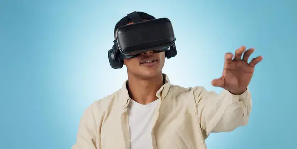Άνθρωπος Μαθητής Και Εικονική Πραγματικότητα Γυαλιά Για Μάθηση Βίντεο Και — Φωτογραφία Αρχείου
