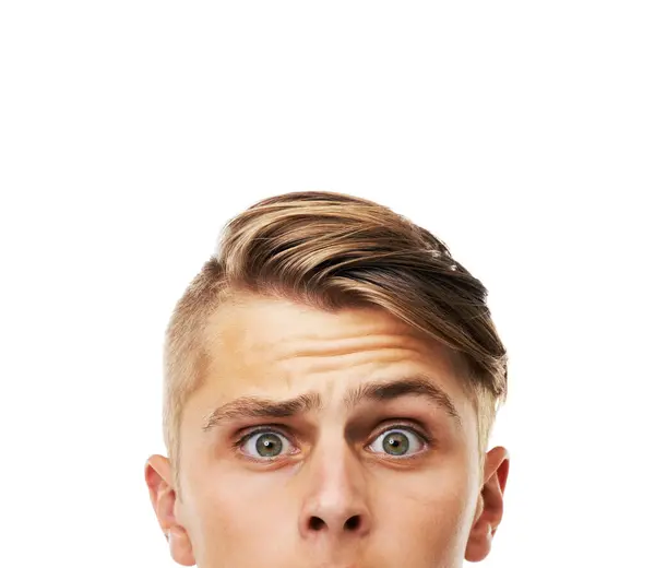 Question Why Thinking Face Confused Man Doubt Problem Solving White — Stock Photo, Image