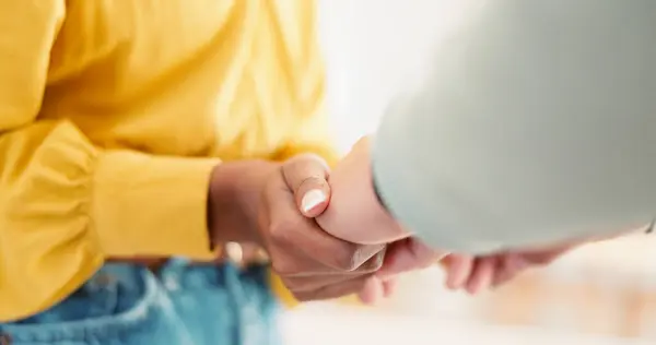 Couple Closeup Holding Hands House Together Support Bonding Love Care — Stock Photo, Image