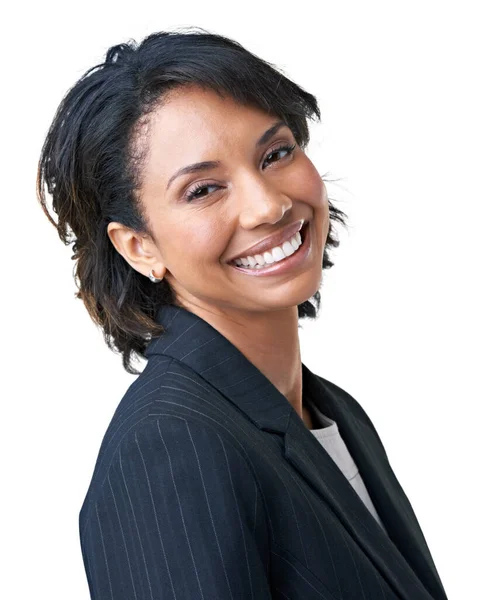 Mujer Negocios Retrato Sonrisa Estudio Como Gerente Confianza Primer Plano — Foto de Stock