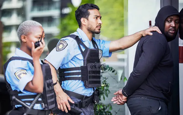 Police Arrestation Criminel Plein Air Justice Juridique Avec Lutte Pour — Photo