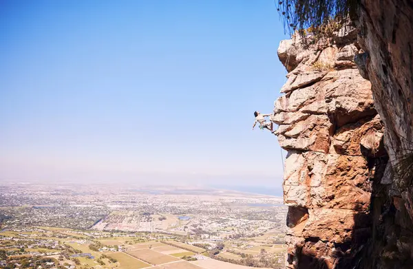 Nature Escalade Espace Avec Homme Montagne Pour Fitness Aventure Défi — Photo