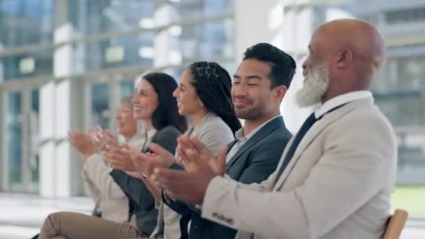 Аудитория Деловые Люди Аплодисменты Конференции Успех Счастье Прибыли Разнообразия Семинара — стоковое видео