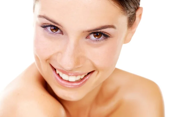 Skincare Woman Portrait Studio Beauty Cosmetic Facial Wellness Shine White — Stock Photo, Image