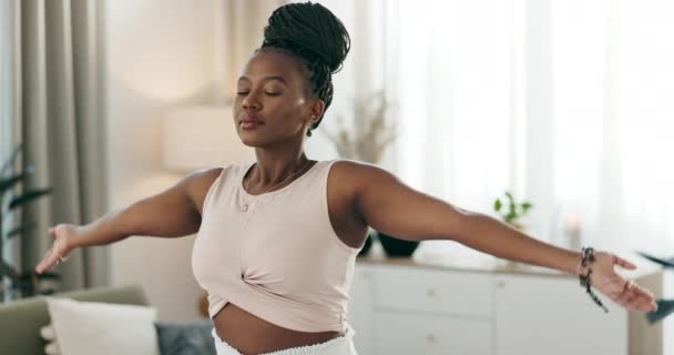 Yoga Lótus Mulher Negra Meditação Casa Estúdio Casa Para Bem — Vídeo de Stock