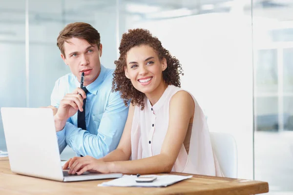 Laptop Conversation Business People Collaboration Office Doing Research Legal Information — Stock Photo, Image