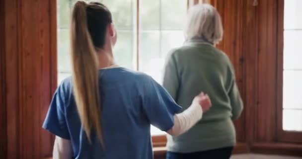 Ventana Cuidadora Anciana Hogar Ancianos Para Apoyo Cuidado Vida Asistida — Vídeos de Stock