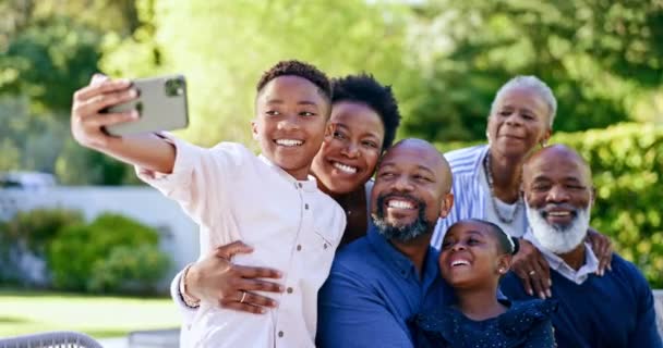 Selfie Familie Generaties Buitenlucht Hechting Liefde Met Knuffel Kwaliteit Tijd — Stockvideo