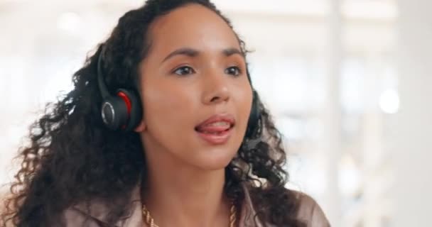Centro Llamadas Teléfono Crm Mujer Agencia Servicio Cliente Con Auriculares — Vídeo de stock