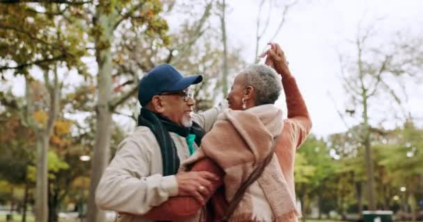 Los Ancianos Bailan Parque Felicidad Amor Con Matrimonio Compromiso Amor — Vídeos de Stock